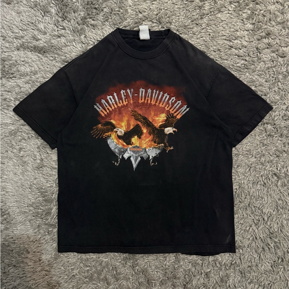 Vintage Faded to perfection Harley Davidson Flaming Eagle T-shirt Size Large.